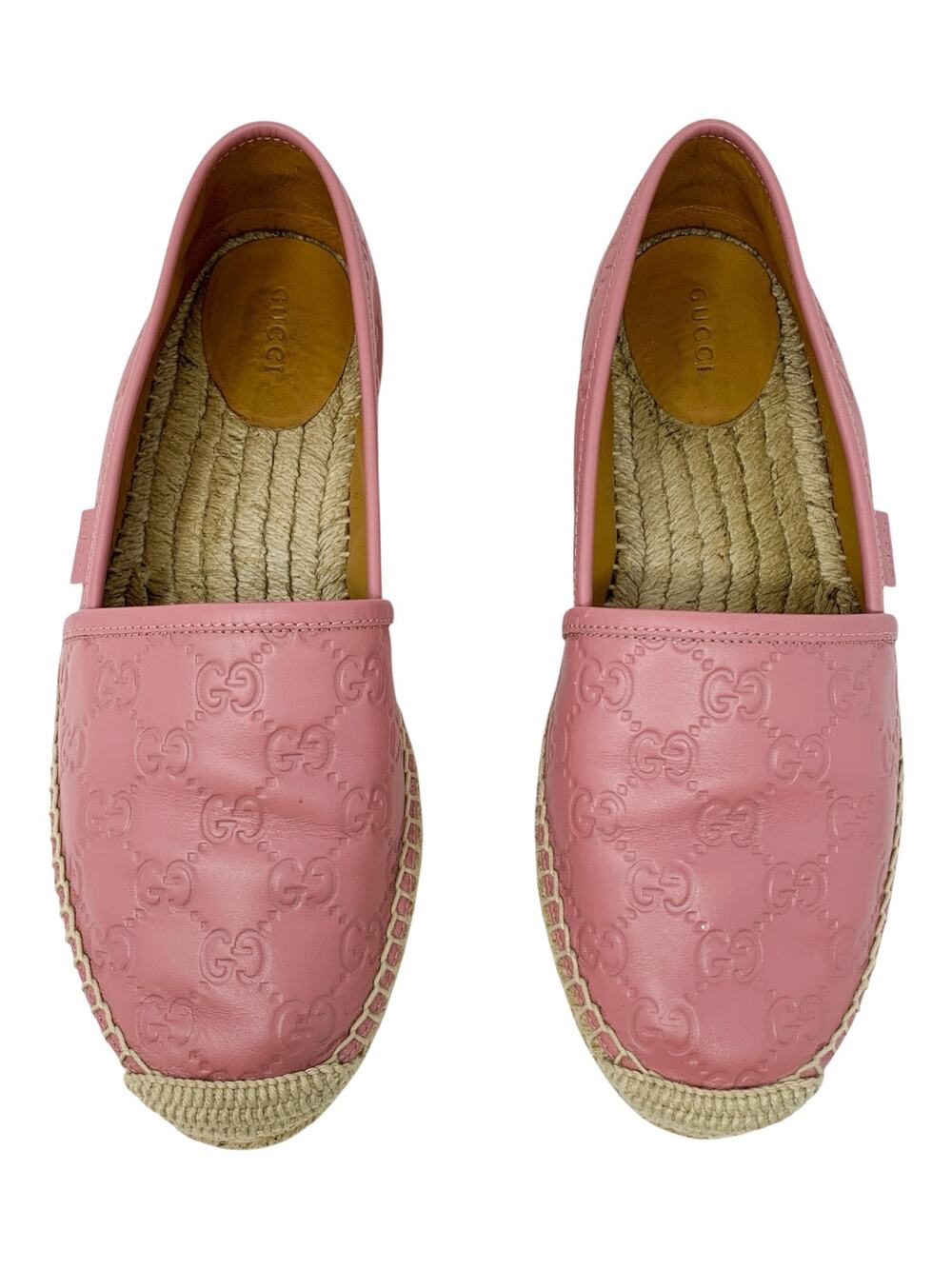 Gucci Guccissima Pink Leather GG Monogram Espadrille Flats EU 40